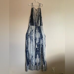 VENUS Navy and White Geometric Dress
